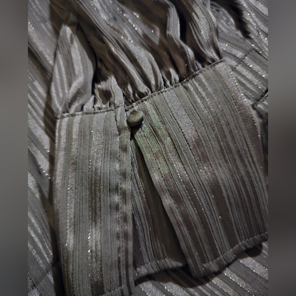 Banana Republic NWT Size XL Lurex Volume Sleeve Black With Silver Blouse - Picture 6 of 6